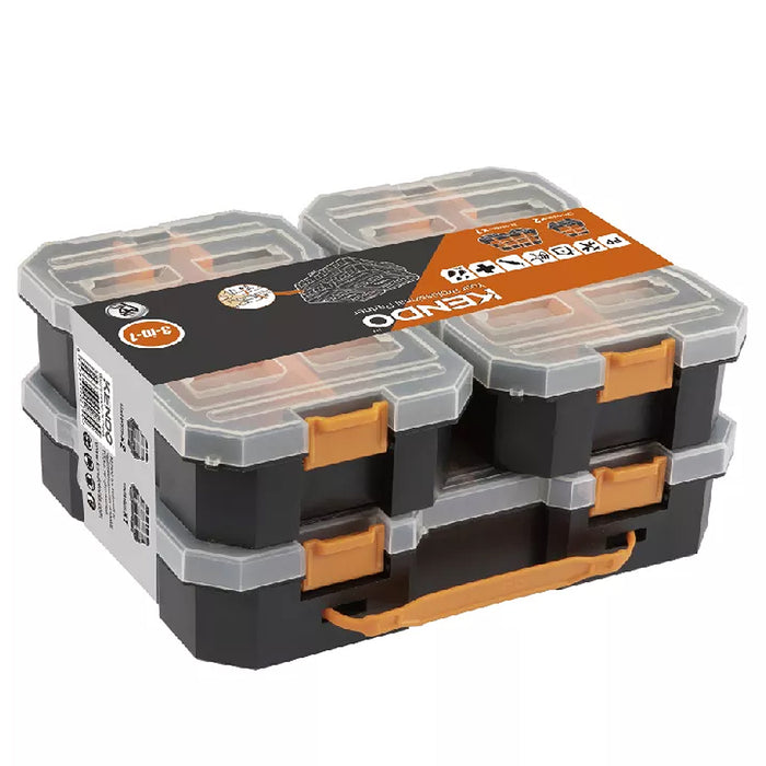 Bộ hộp nhựa đựng đồ nghề 3 chi tiết Kendo 90279, vật liệu nhựa PP