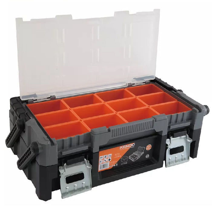 Thùng đồ nghề nhựa 18 ngăn Kendo 90271, kích thước 460mm x 240mm x 145mm (18 inch), vật liệu nhựa PP