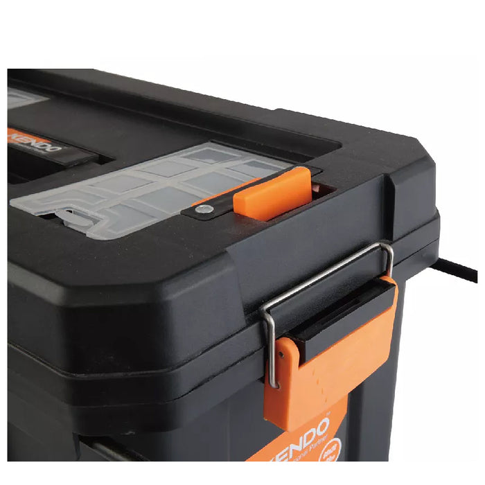 Thùng đồ nghề nhựa có bánh xe và tay nắm kéo Kendo 90274, kích thước 600mm x 300mm x 390mm, vật liệu nhựa PP