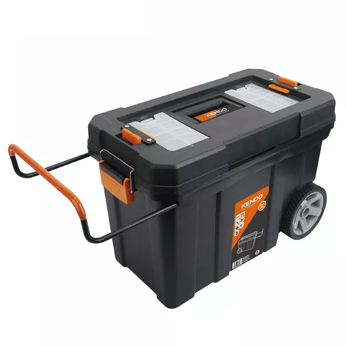 Thùng đồ nghề nhựa có bánh xe và tay nắm kéo Kendo 90274, kích thước 600mm x 300mm x 390mm, vật liệu nhựa PP