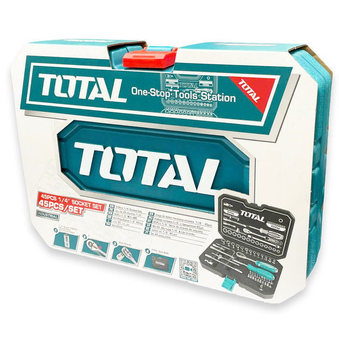 Bộ 45 Socket (1/4 inch) & cần 2 chiều TOTAL THT141451