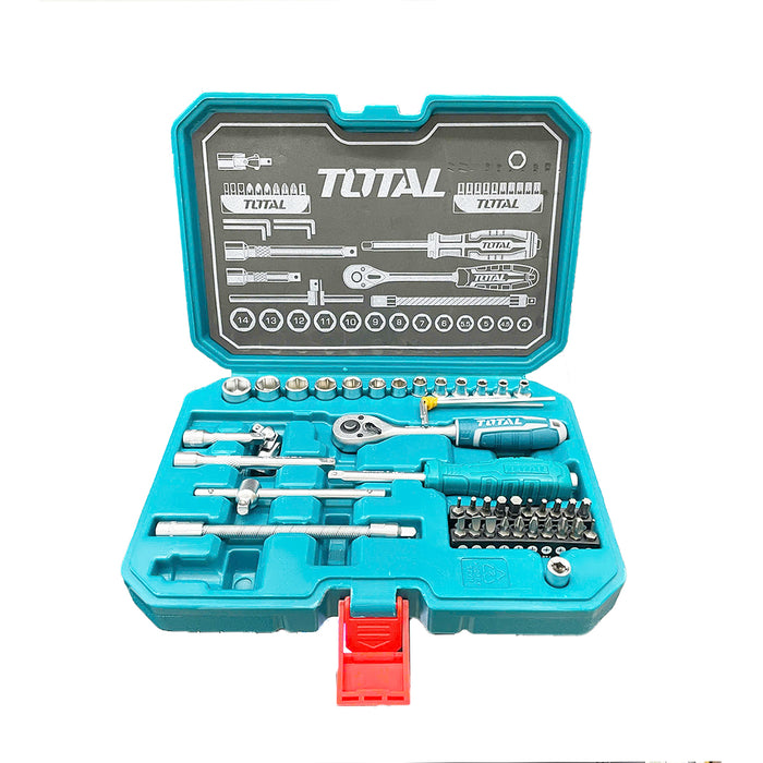 Bộ 45 Socket (1/4 inch) & cần 2 chiều TOTAL THT141451