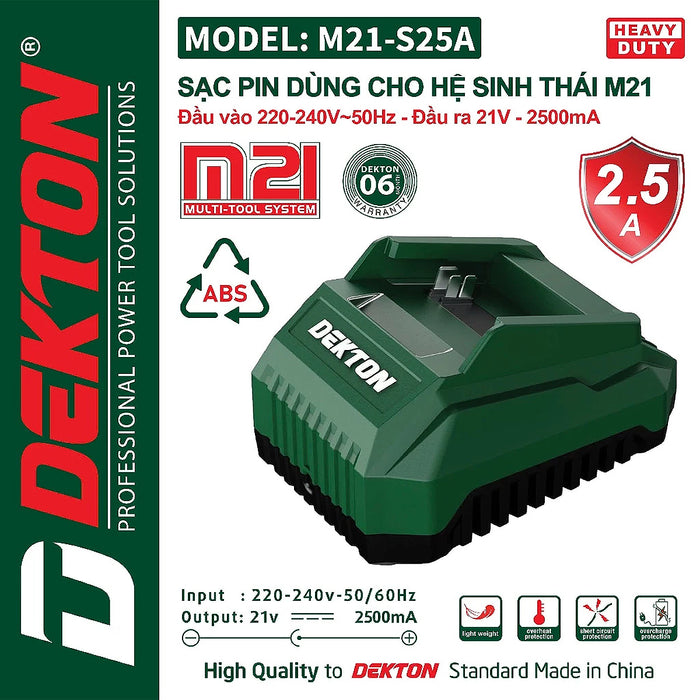 Đế sạc Pin 21V Dekton M21-S25A (2.5A)