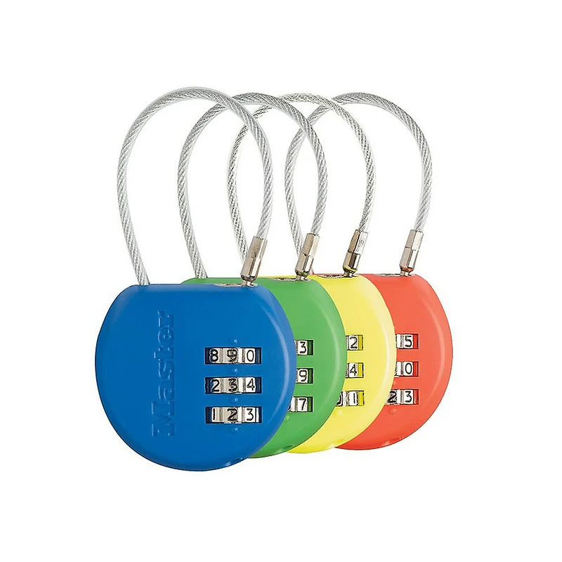 Ổ khóa số mini dây cáp Master Lock 4671DCOL, thân khóa bằng nhựa ABS 42mm, 3 cọc số