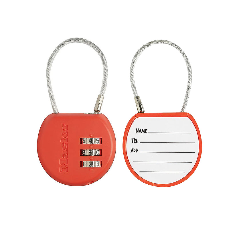 Ổ khóa số mini dây cáp Master Lock 4671DCOL, thân khóa bằng nhựa ABS 42mm, 3 cọc số