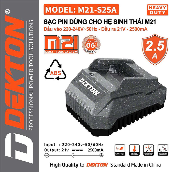 Đế sạc Pin 21V Dekton M21-S25A (2.5A)