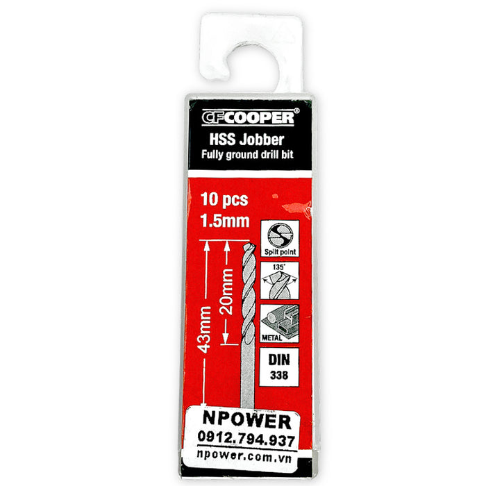 Mũi khoan sắt 1mm - 10mm HSS-G CF COOPER đuôi tròn