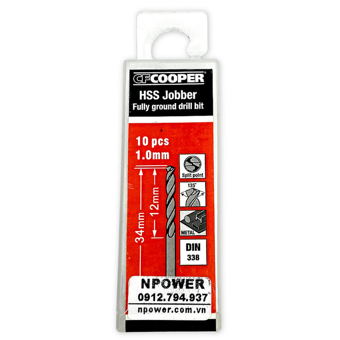 Mũi khoan sắt 1mm - 10mm HSS-G CF COOPER đuôi tròn