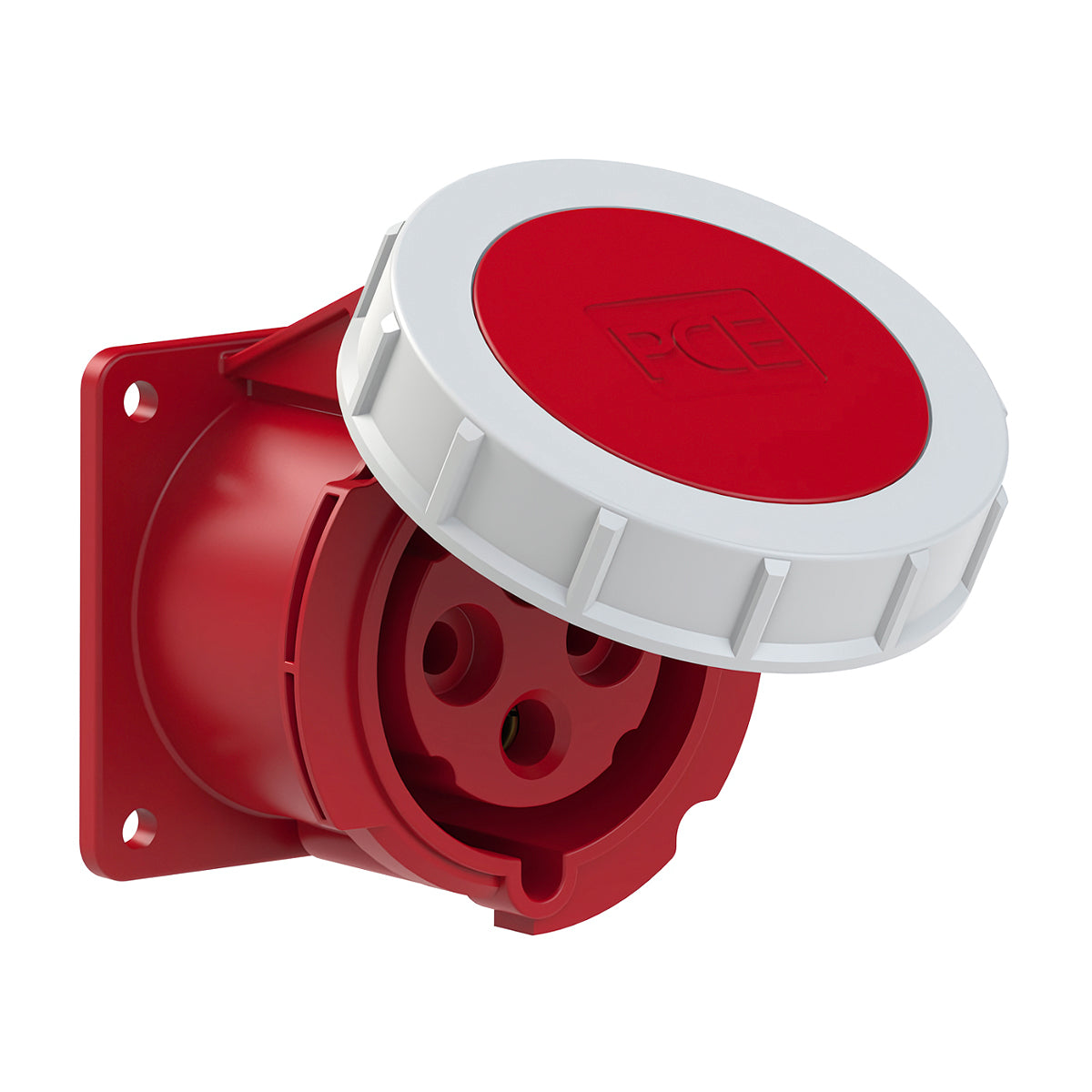 Ổ cắm công nghiệp lắp âm, mặt thẳng, chuyên dùng cho container PCE F3242-3V, tải 32A, 4 chân (3P+PE), điện áp 440V, kín nước chuẩn IP67