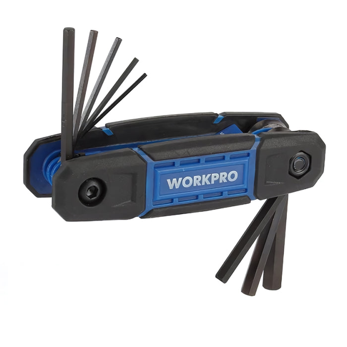 Bộ lục giác gập đầu thẳng 8 chi tiết hệ mét Workpro WP222028, vật liệu thép CR-V (Pro Series)