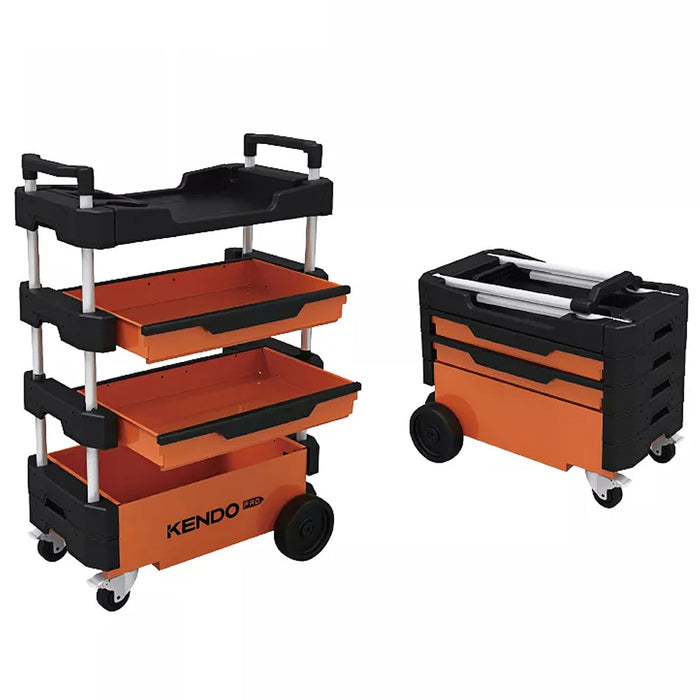 Xe đẩy đựng dụng cụ gấp gọn Kendo 90333, kích thước 700mm x 380mm x 535mm/900mm