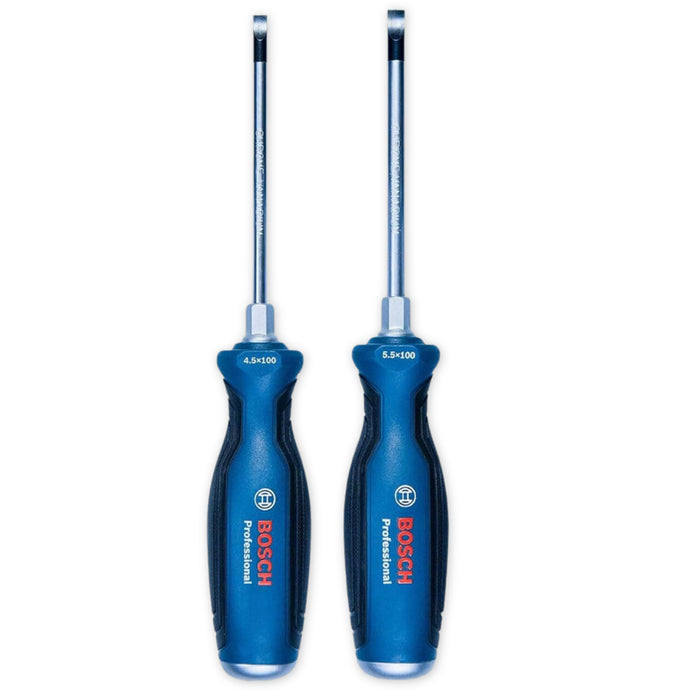 Tua vít đóng dẹp (SL) 4.5mm - 5.5mm dài 100mm Bosch, vật liệu thép Cr-V