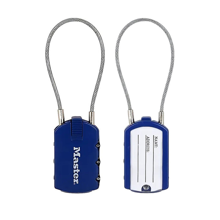 Ổ khóa số mini dây cáp Master Lock 4684EURD, thân khóa bằng kẽm được phủ sơn 30mm, 3 cọc số