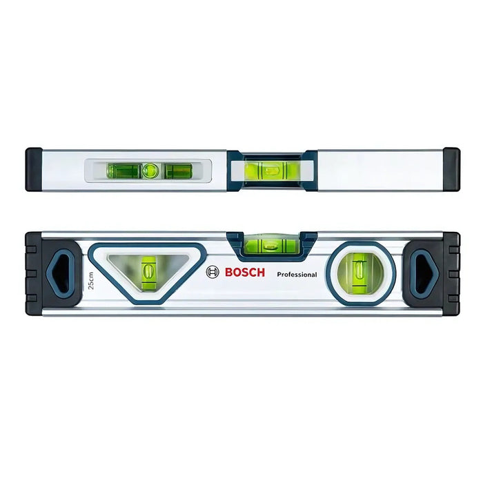 Thước thủy nhôm mini 25cm Bosch 1600A016BN, độ chính xác cao ±0.5mm/m, có nam châm và nhựa chống sốc