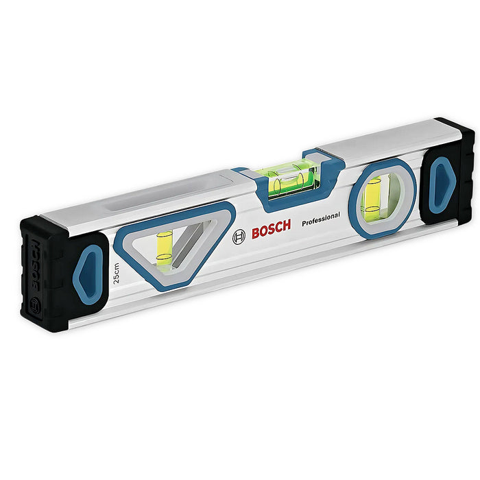 Thước thủy nhôm mini 25cm Bosch 1600A016BN, độ chính xác cao ±0.5mm/m, có nam châm và nhựa chống sốc