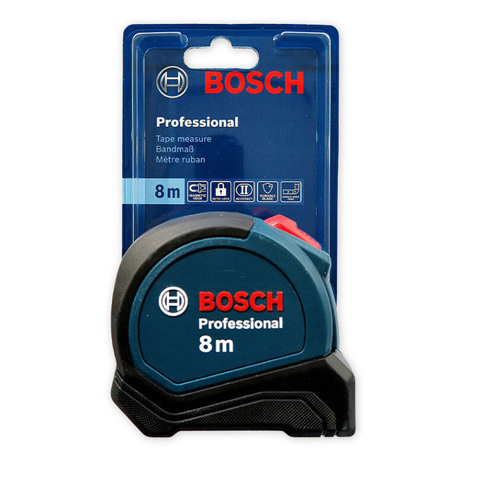 Thước kéo thép 8m Bosch 1600A01V3S khoá tự động, đầu thước có nam châm