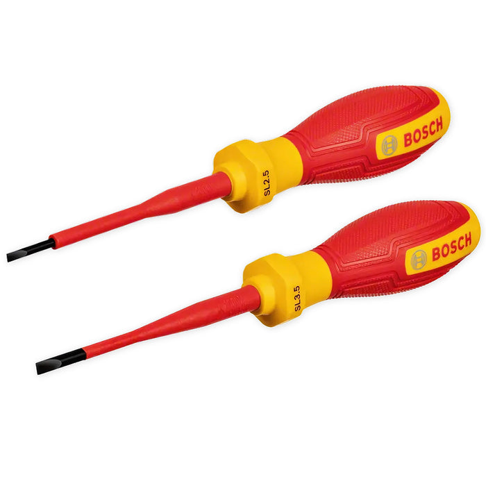 Tua vít dẹp SL2.5mm - SL3.5mm cách điện 1000V chuẩn VDE dài 75mm Bosch thiết kế công thái học, vật liệu thép S2