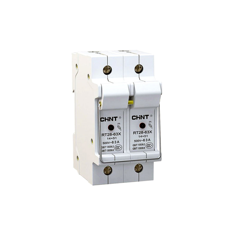 Đế cầu chì sứ lắp thanh ray Chint RT-28 series, 1P/ 2P/ 3P, dòng cắt Icu 32A ~ 63A