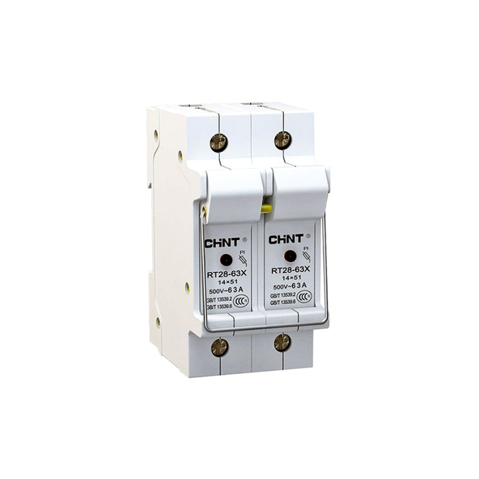 Đế cầu chì sứ lắp thanh ray Chint RT-28 series, 1P/ 2P/ 3P, dòng cắt Icu 32A ~ 63A