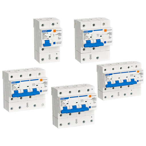 Cầu dao chống giật kết hợp với bảo vệ quá tải, ngắn mạch Chint NXBLE-125 series, tải định mức từ 63A ~ 125A, dòng cắt 10kA, dòng rò từ 30mA ~ 300mA 