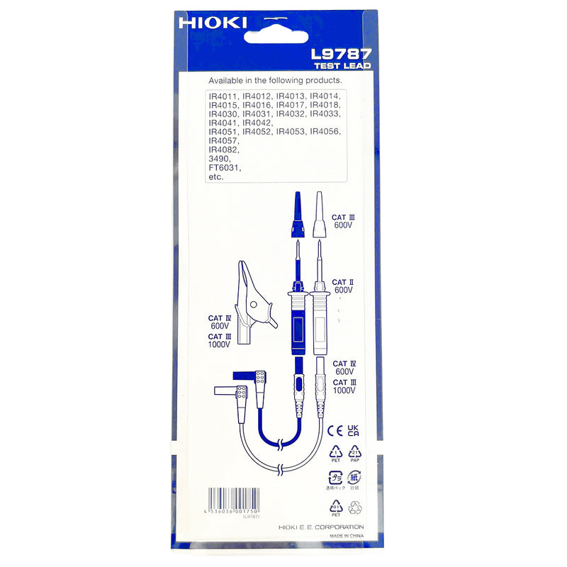 Dây đo cho ampe kìm AC/DC, thiết bị đo Hioki L9787 dài 1.2m