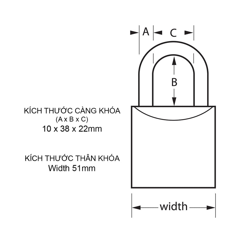 Ổ khóa treo Master Lock 6850 cao cấp, thân khóa bằng đồng thau nguyên khối 51mm