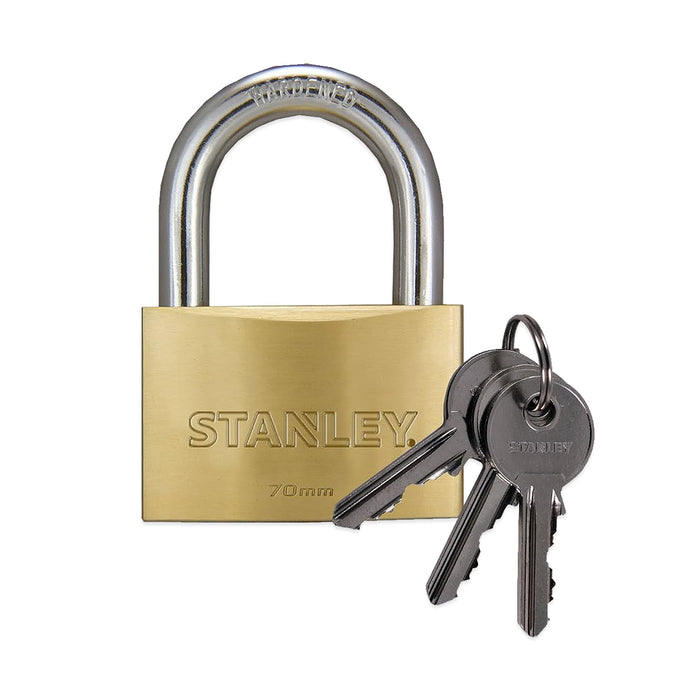 Ổ khóa treo STANLEY kích thước từ 30mm -70mm, thân khóa bằng đồng thau, càng khóa bằng thép cường lực.