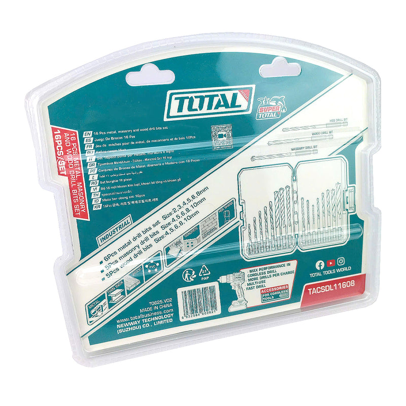 Hộp 16 mũi khoan đa năng đuôi lục giác Total TACSDL11608