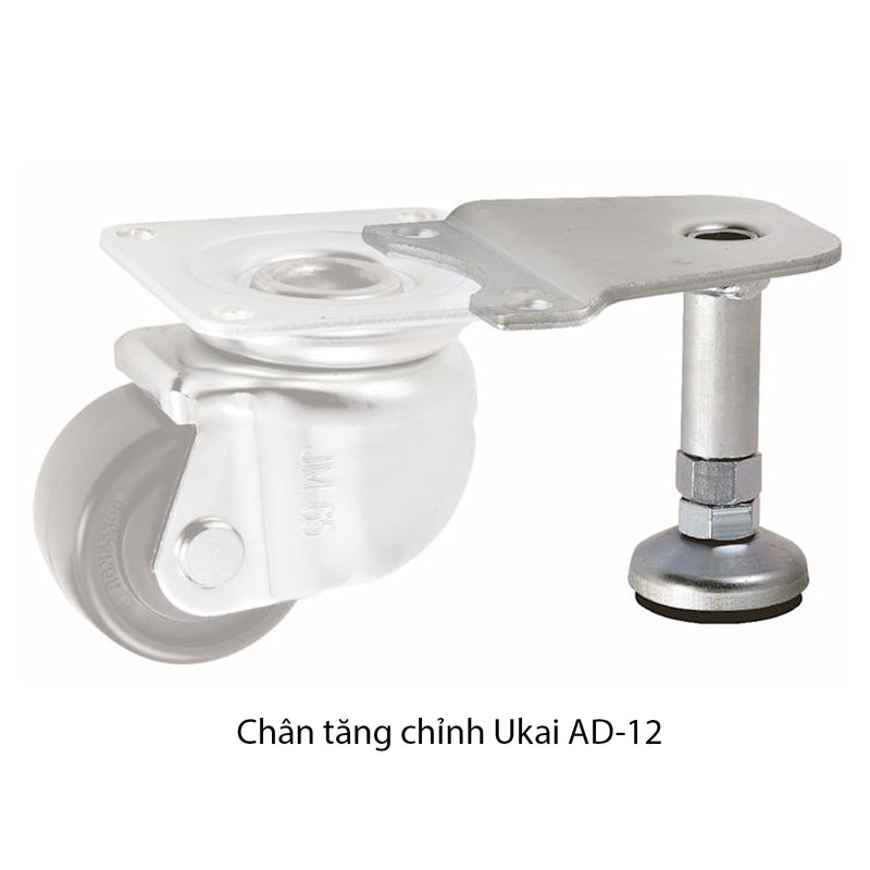 Bánh xe đẩy tải nặng, thân lùn Ukai JM-Type có xoay, không khóa bánh, đường kính từ 50mm - 75mm