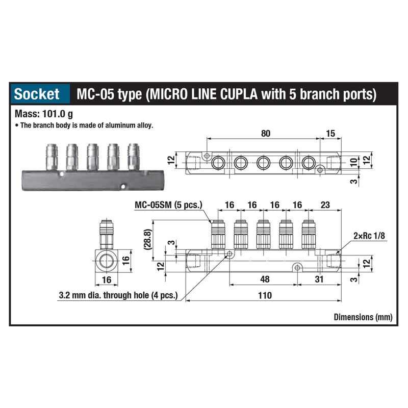 Cụm đầu nối nhanh 5 cổng Micro Cupla MC-05 (Socket)