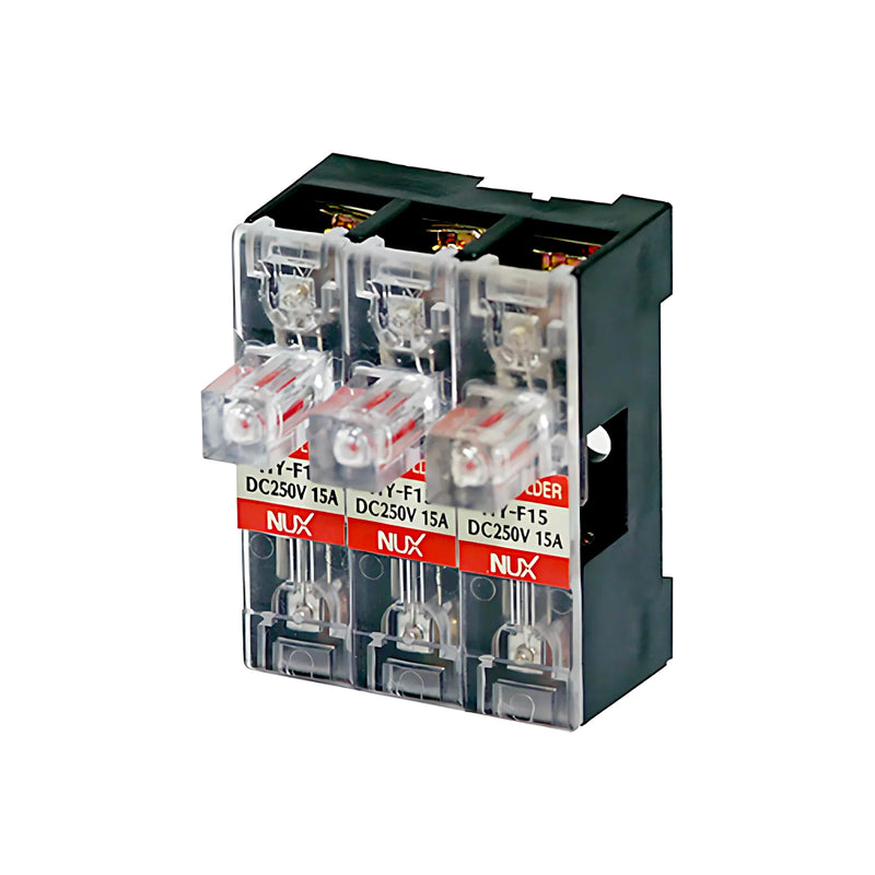 Đế cầu chì lắp thanh ray Hanyoung Nux HY-F15 Series,  dùng cho điện AC/DC. Tiêu chuẩn RoHS2