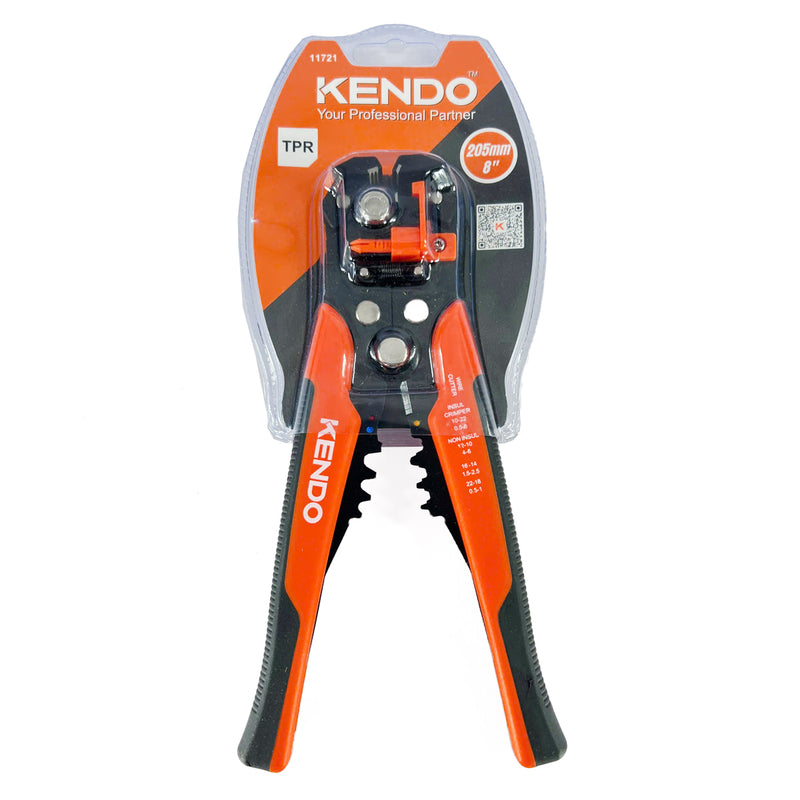 Kìm tuốt dây điện đa năng Kendo 11721 chiều dài 8 inch (200mm) đường kính tuốt dây từ 0.2-6mm² (AWG 24-10)