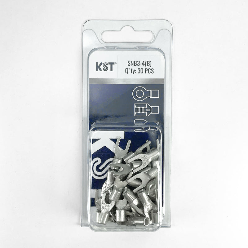 Đầu cos đồng chĩa trần KST SNB Series, kích cỡ dây từ 0.5mm² - 14mm² (22 A.W.G - 6 A.W.G) mép hàn kín (brazed seam)