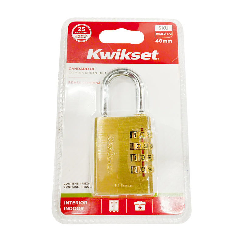Ổ khoá số Kwikset, 4 cọc số, thân khoá bằng đồng thau, càng khoá thép cường lực chống cắt