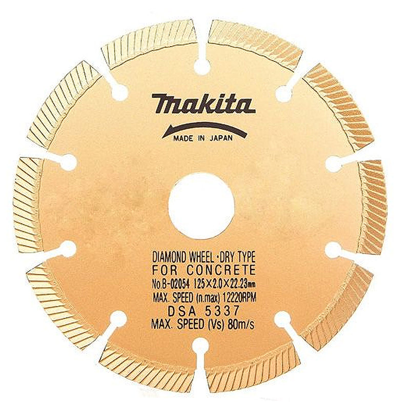 Lưỡi cắt kim cương 125mm Makita B-02054 dùng cho bê tông và đá granite , lỗ cốt 22.23mm, cắt khô (Cấp 3 sao)