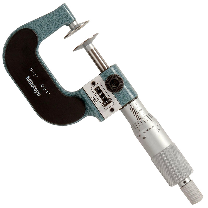 Panme Mitutoyo Series 223 - Disc Micrometers with mechanical counter, đầu đo đĩa có bộ đếm số cơ - đo bánh răng và rãnh hẹp