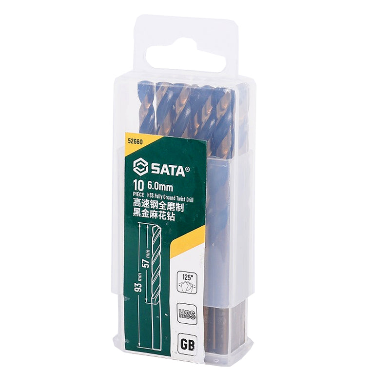 Hộp 10 mũi khoan kim loại HSS SATA đường kính từ 1mm - 8.5mm