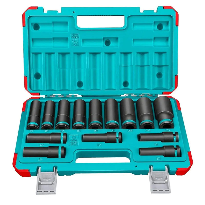 Bộ đầu tuýp 14 chi tiết Total THKISD12143L cốt 1/2 inch, kích thước từ 10mm - 27mm