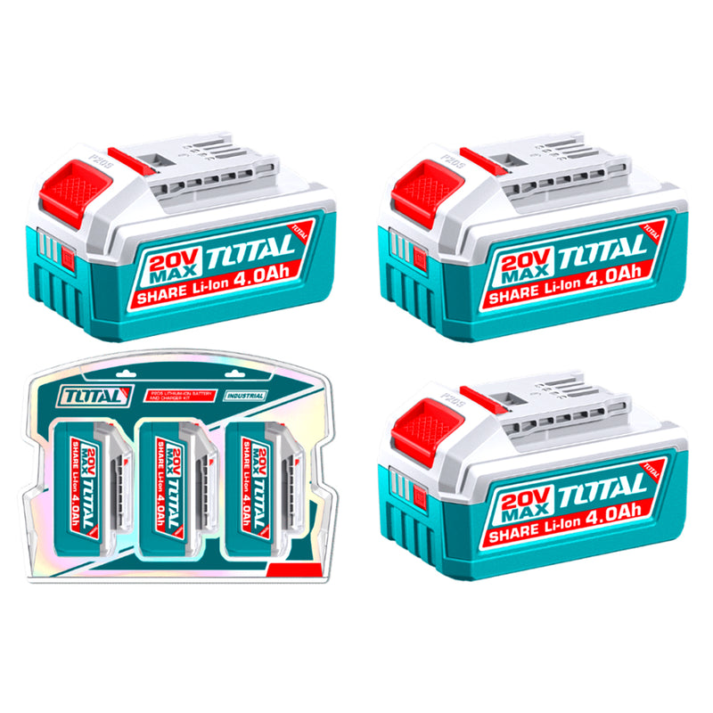 Bộ combo 3 pin 20V dung lượng 4.0Ah Total TOSLI251296