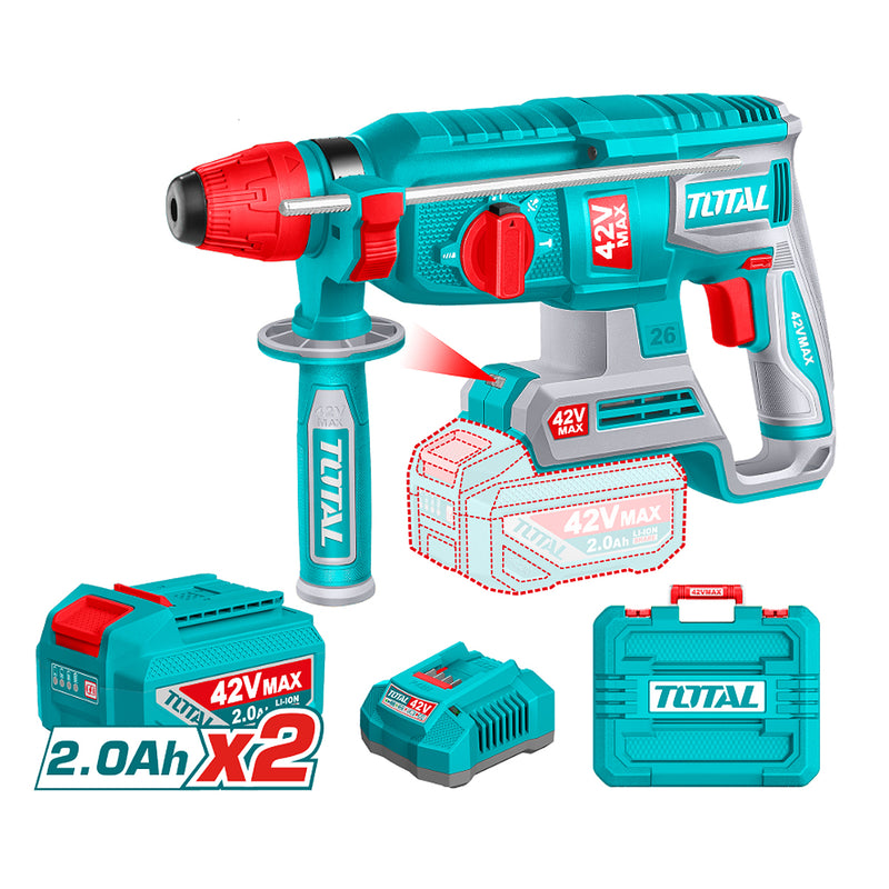 Máy khoan bê tông 3 chức năng Total TRHLI422682 dùng Pin 42V, đuôi gài SDS-Plus