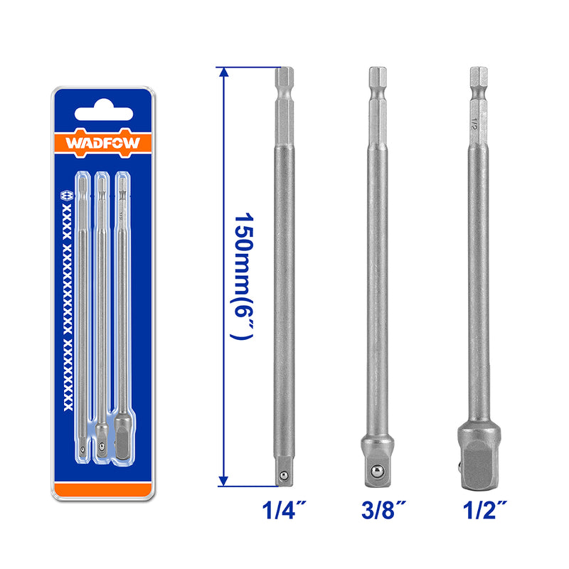 Bộ chuyển đổi cốt đầu tuýp 3 chi tiết Wadfow WSV4K03 đuôi lục giác 6.35mm (1/4 inch), chiều dài 150mm