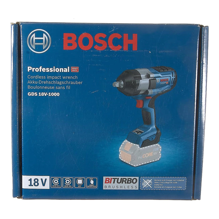 Máy siết bu lông dùng Pin 18V BOSCH GDS 18V-1000 Professional, cốt 1/2 inch, lực siết 1000Nm, mã số 06019J83L1 (chỉ có thân máy, không kèm Pin và sạc)