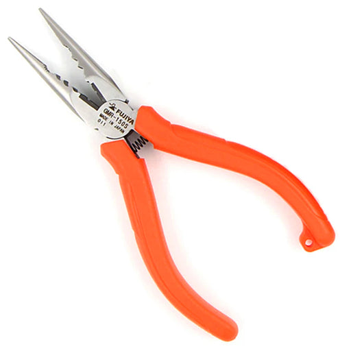 Kìm mũi nhọn đa năng có lò xo trợ lực Fujiya GMR-150S 150mm màu cam, chất liệu thép hợp kim cao cấp, mũi nhọn dài, lưỡi cắt dây, tay cầm chống trượt, Made in Japan