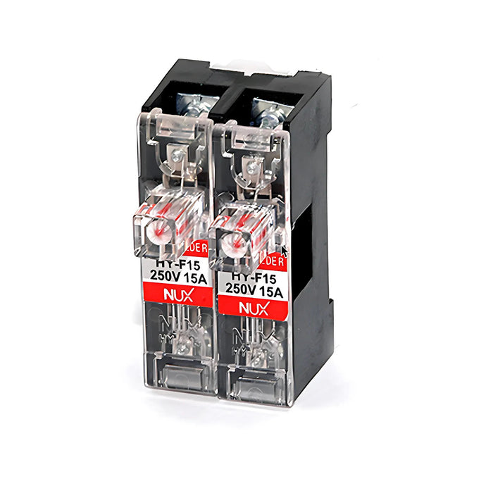 Đế cầu chì lắp thanh ray Hanyoung Nux HY-F15 Series,  dùng cho điện AC/DC. Tiêu chuẩn RoHS2