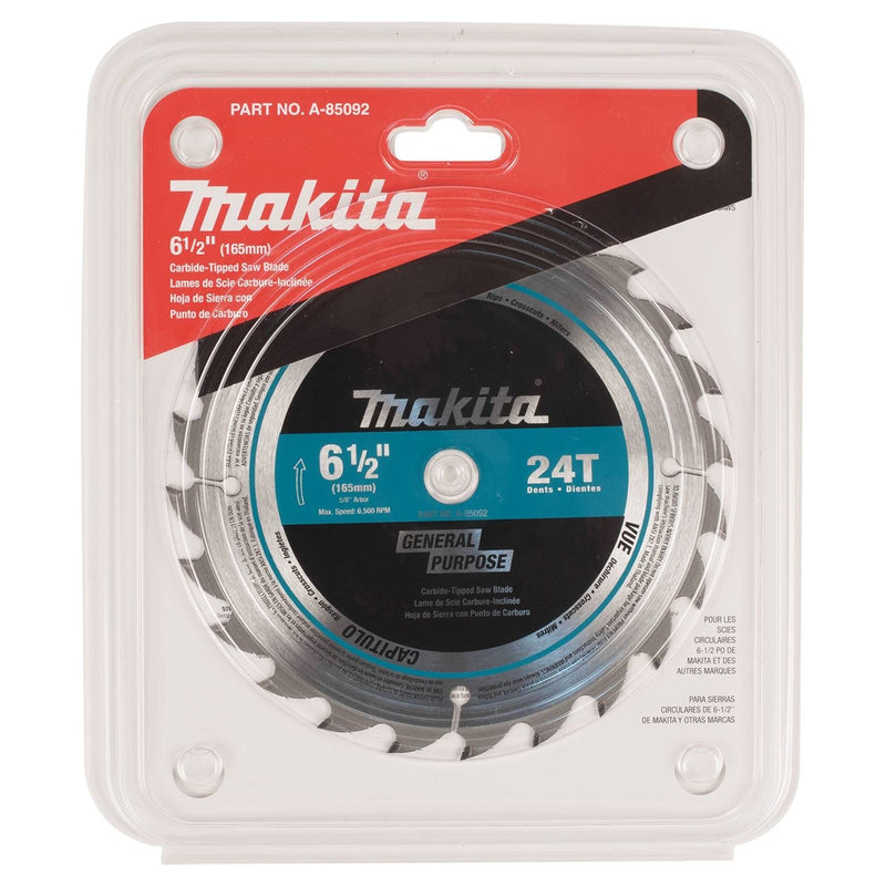 Lưỡi cưa gỗ TCT Makita A-85092 đường kính 165mm, 24 răng kiểu ATB, lỗ cốt 15,88mm