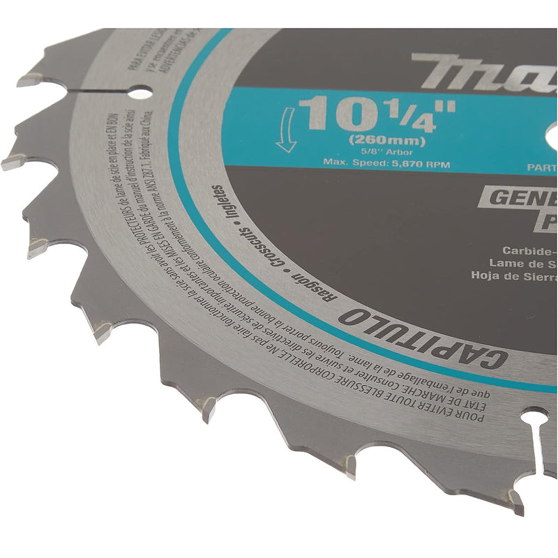 Lưỡi cưa gỗ TCT Makita A-94910 đường kính 260mm, 24 răng kiểu ATB, lỗ cốt 15.88mm