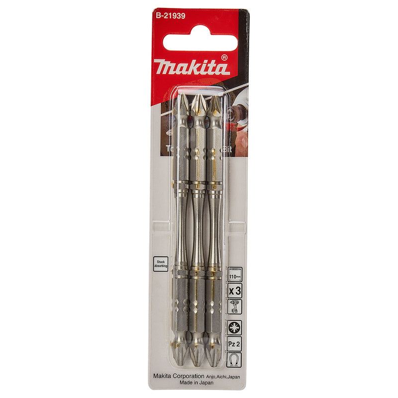 Vĩ 3 mũi vít Pozi 2 đầu Torsion Makita kích thước từ PZ1 - PZ3, đuôi lục giác 6.35mm (1/4 inch)