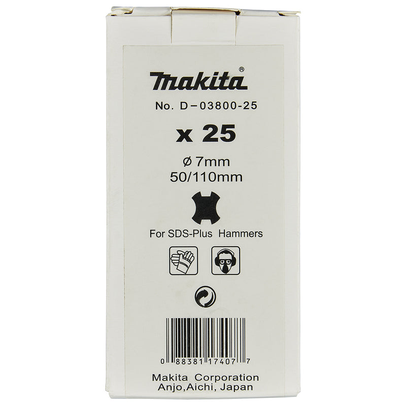 Hộp 25 mũi khoan bê tông Makita đường kính mũi từ 5.5mm - 12mm, đuôi gài SDS-Plus