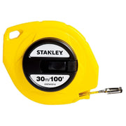 Thước dây cuộn thép Stanley Steel Long Tape STHT34107-8 vỏ nhựa ABS màu vàng đen có tay quay cuộn gọn và móc đầu có gai
