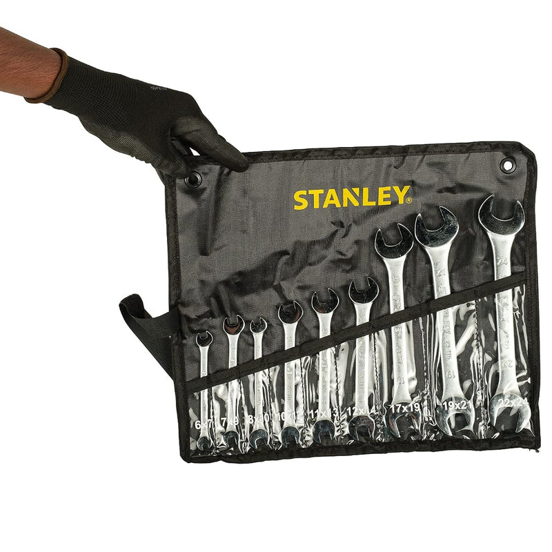 Bộ cờ lê 2 đầu miệng hệ mét, 9 chi tiết Stanley STMT23124 kích thước từ 6mm - 24mm